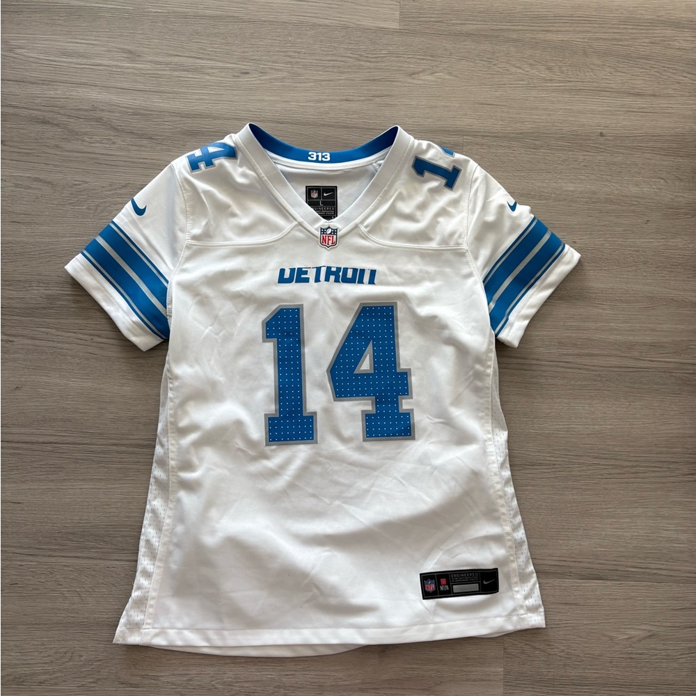 Detroit Lions White and Blue Jersey